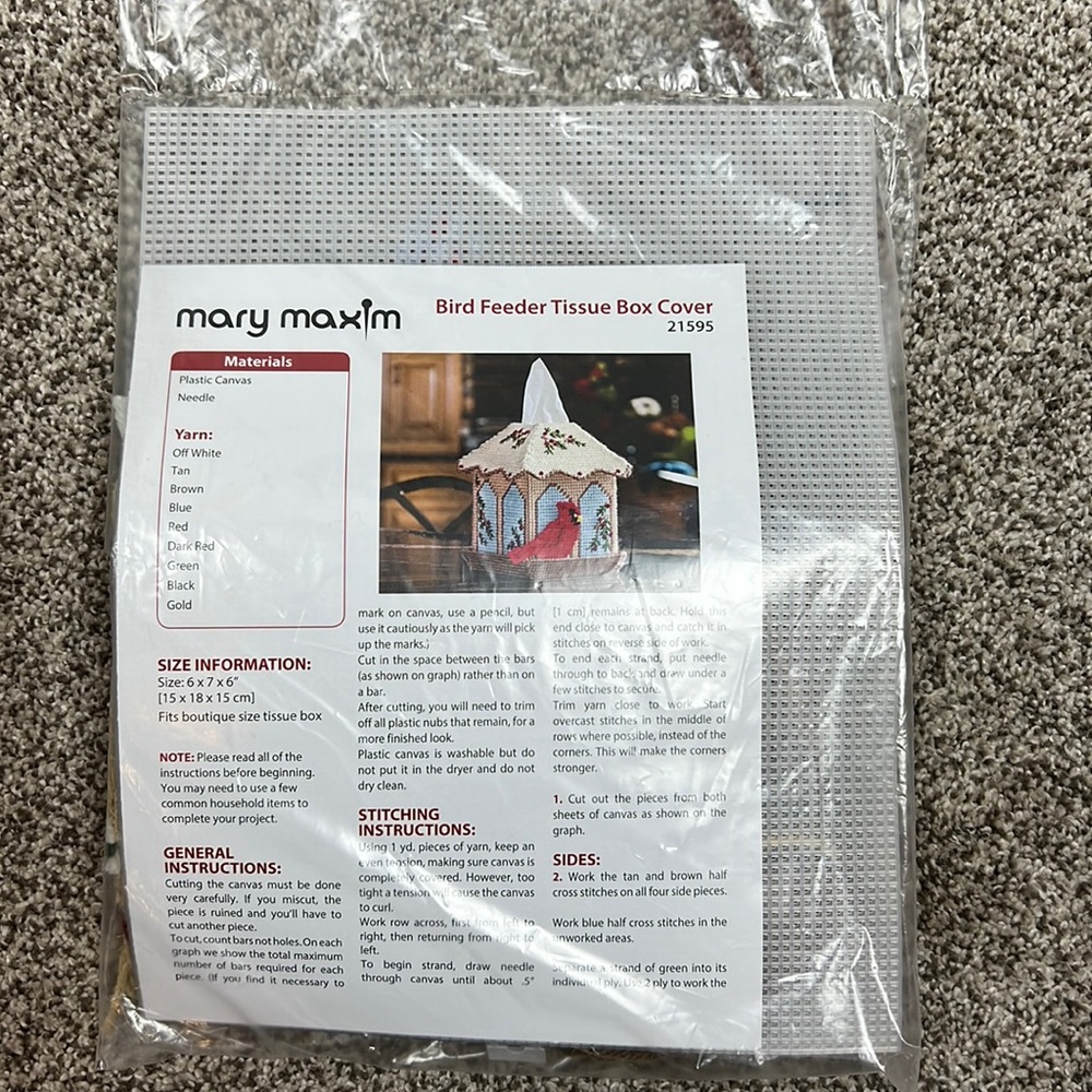 Mary Maxim Bird Feeder Tissue Paper Cover Kit New in Sealed Package